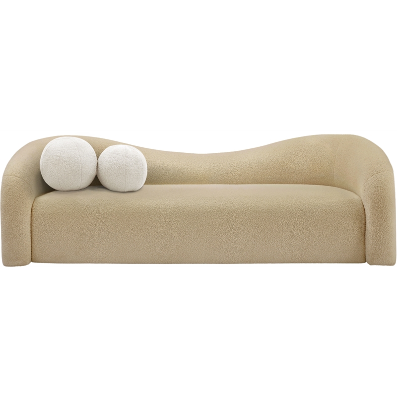 Meridian Furniture Kali Beige Faux Shearling Teddy Fabric Sofa