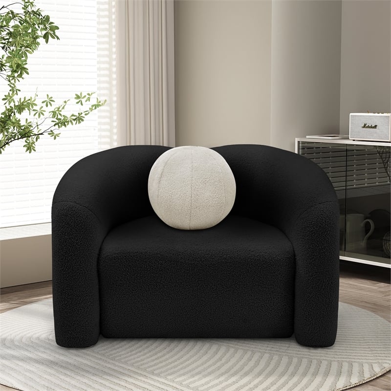 Meridian Furniture Kali Black Faux Shearling Teddy Fabric Chair