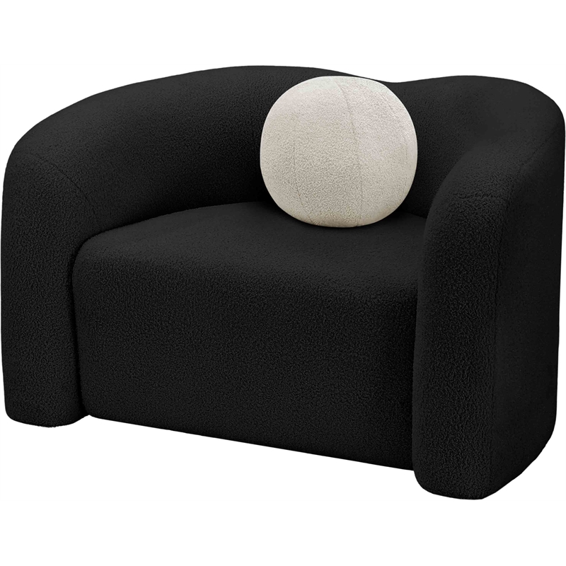 Meridian Furniture Kali Black Faux Shearling Teddy Fabric Chair