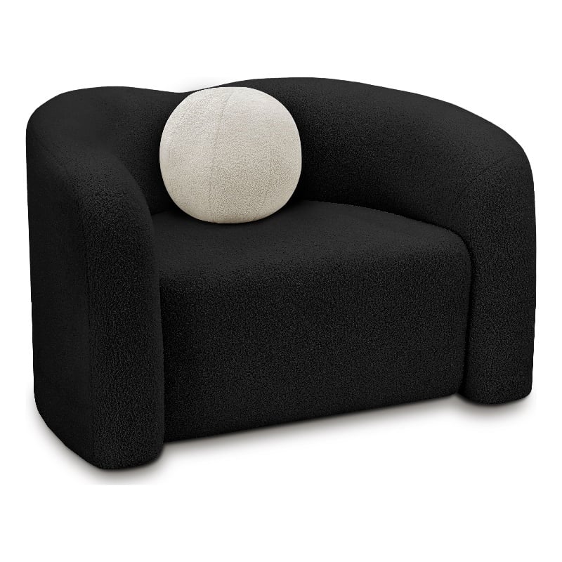 Meridian Furniture Kali Black Faux Shearling Teddy Fabric Chair
