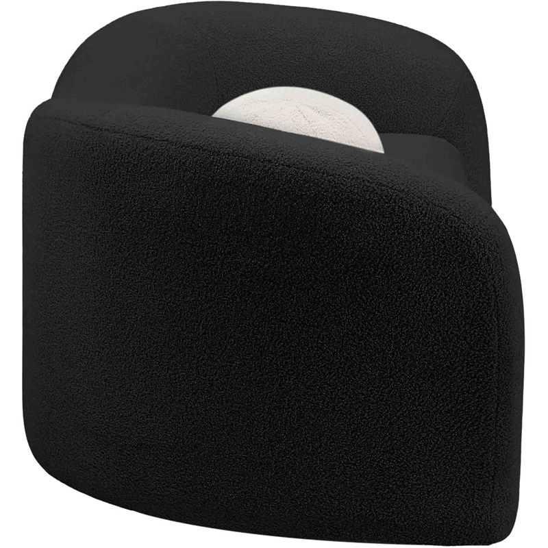 Meridian Furniture Kali Black Faux Shearling Teddy Fabric Loveseat
