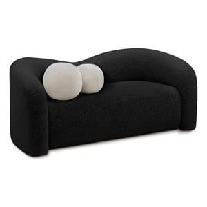 Meridian Furniture Kali Black Faux Shearling Teddy Fabric Loveseat