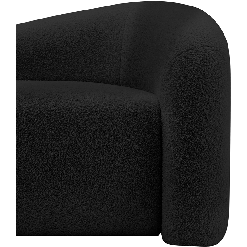 Meridian Furniture Kali Black Faux Shearling Teddy Fabric Sofa