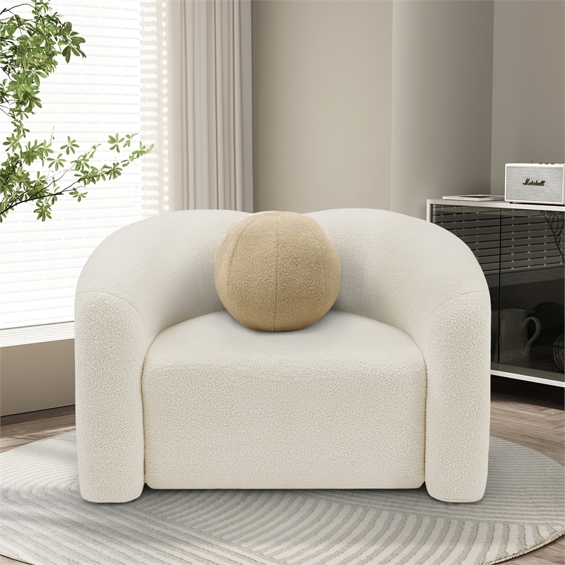 Meridian Furniture Kali Cream Faux Shearling Teddy Fabric Chair