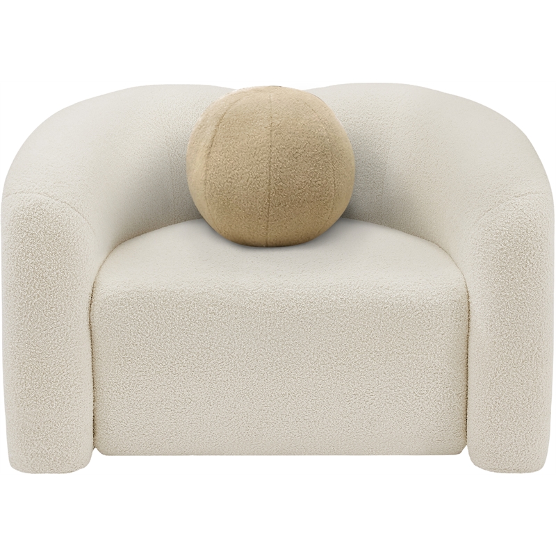 Meridian Furniture Kali Cream Faux Shearling Teddy Fabric Chair