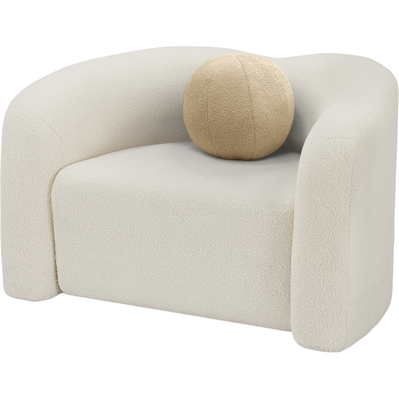 Meridian Furniture Kali Cream Faux Shearling Teddy Fabric Chair