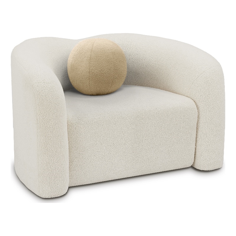 Meridian Furniture Kali Cream Faux Shearling Teddy Fabric Chair