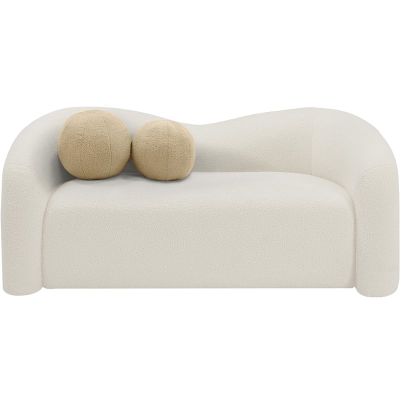 Meridian Furniture Kali Cream Faux Shearling Teddy Fabric Loveseat