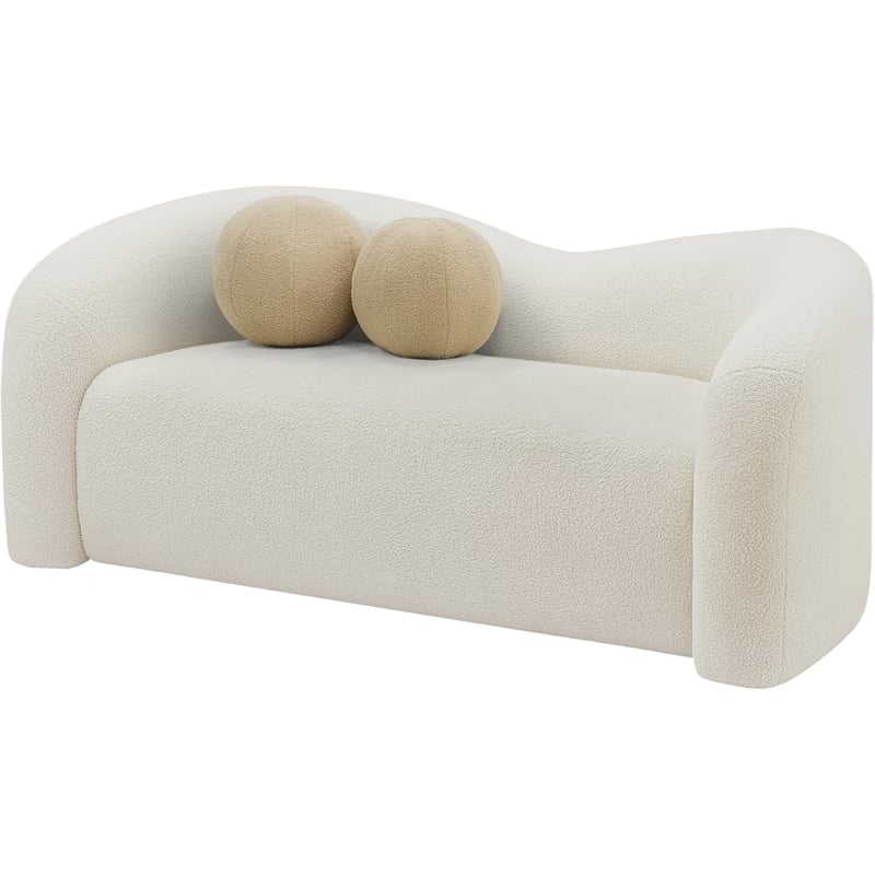Meridian Furniture Kali Cream Faux Shearling Teddy Fabric Loveseat