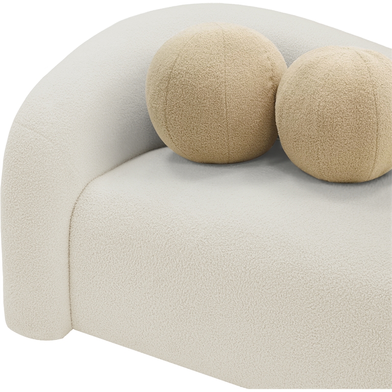 Meridian Furniture Kali Cream Faux Shearling Teddy Fabric Loveseat