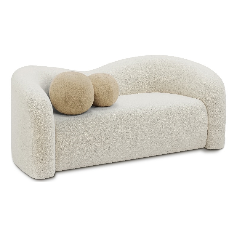 Meridian Furniture Kali Cream Faux Shearling Teddy Fabric Loveseat