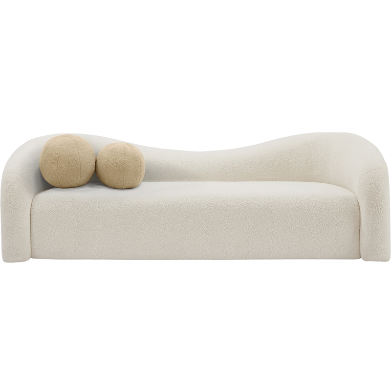Meridian Furniture Kali Cream Faux Shearling Teddy Fabric Sofa