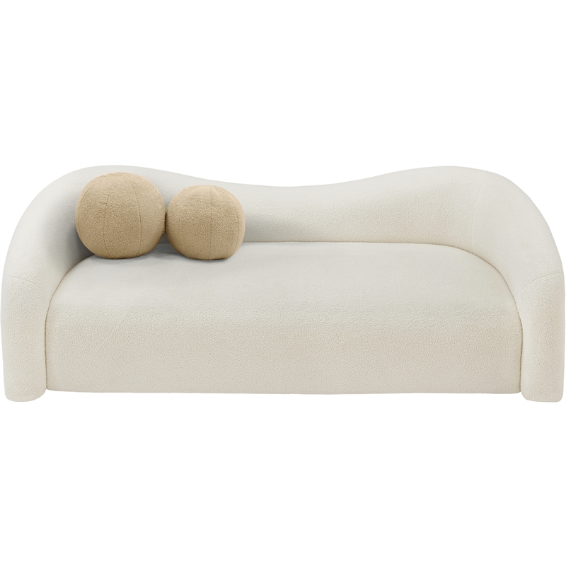 Meridian Furniture Kali Cream Faux Shearling Teddy Fabric Sofa