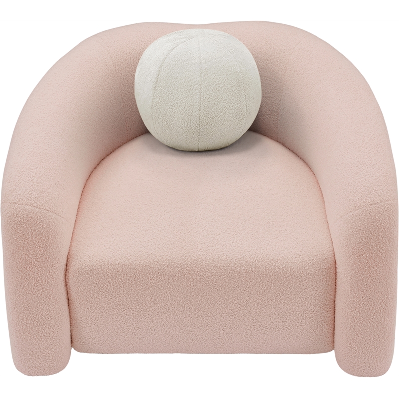 Meridian Furniture Kali Pink Faux Shearling Teddy Fabric Chair