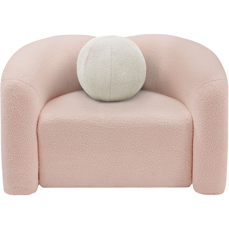 Meridian Furniture Kali Pink Faux Shearling Teddy Fabric Chair
