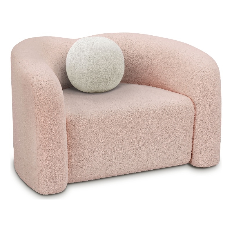 Meridian Furniture Kali Pink Faux Shearling Teddy Fabric Chair