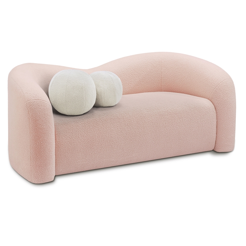 Meridian Furniture Kali Pink Faux Shearling Teddy Fabric Loveseat