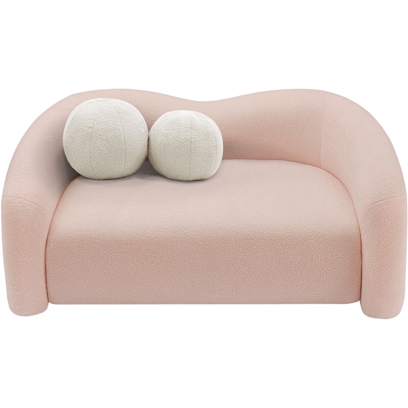 Meridian Furniture Kali Pink Faux Shearling Teddy Fabric Loveseat