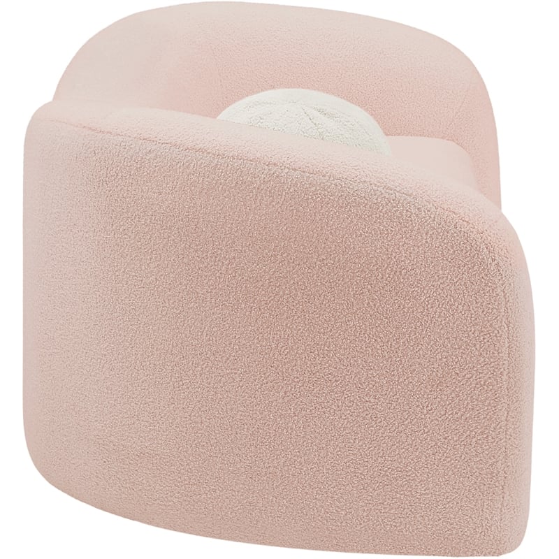 Meridian Furniture Kali Pink Faux Shearling Teddy Fabric Loveseat