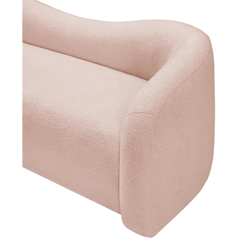 Meridian Furniture Kali Pink Faux Shearling Teddy Fabric Loveseat