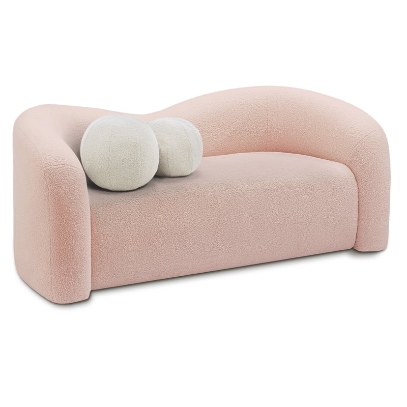 Meridian Furniture Kali Pink Faux Shearling Teddy Fabric Loveseat
