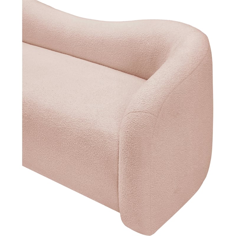 Meridian Furniture Kali Pink Faux Shearling Teddy Fabric Loveseat