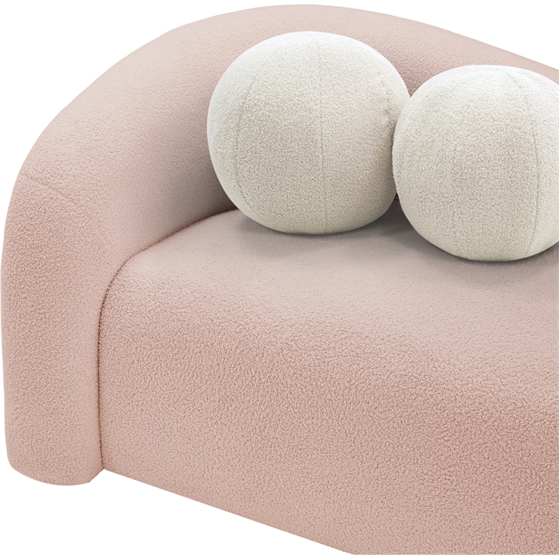 Meridian Furniture Kali Pink Faux Shearling Teddy Fabric Loveseat