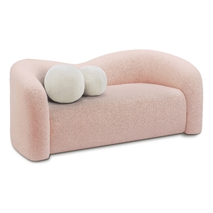 Meridian Furniture Kali Pink Faux Shearling Teddy Fabric Loveseat