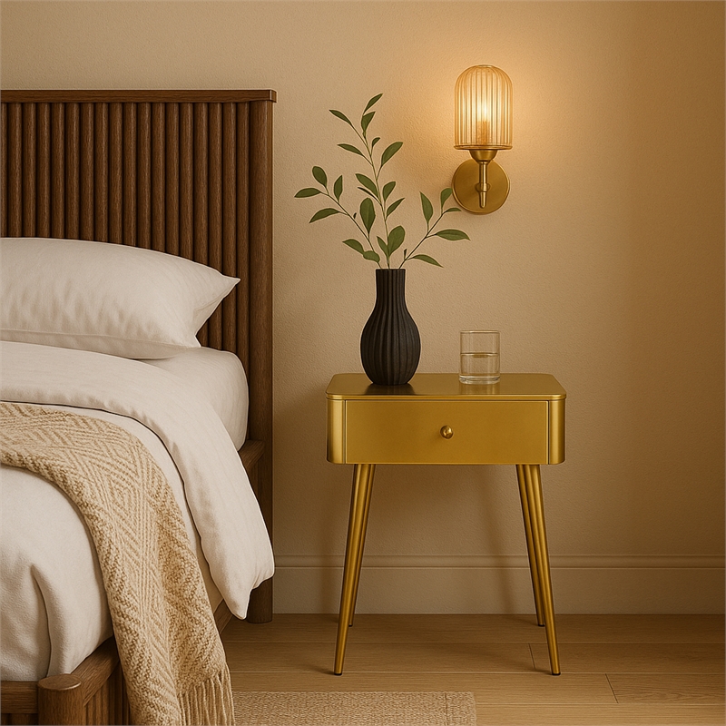 Meridian Furniture Rylan Gold Metal Night Stand