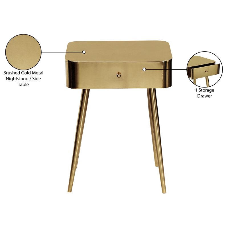 Meridian Furniture Rylan Gold Metal Night Stand