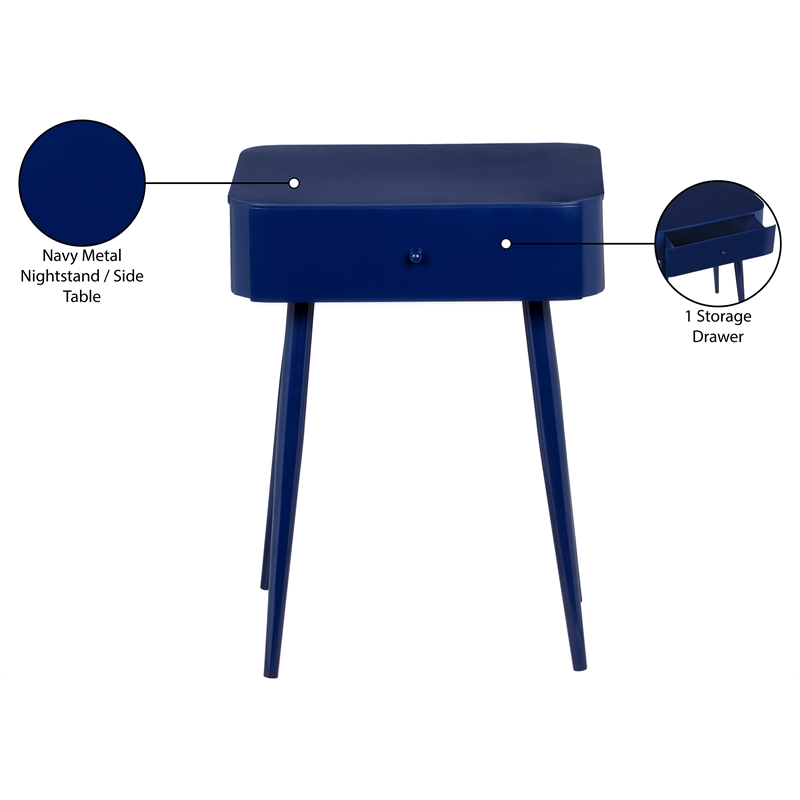 Meridian Furniture Rylan Navy Metal Night Stand
