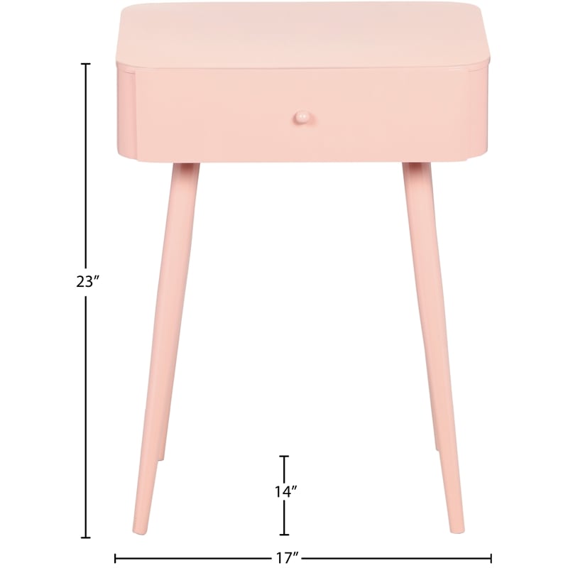 Meridian Furniture Rylan Pink Metal Night Stand