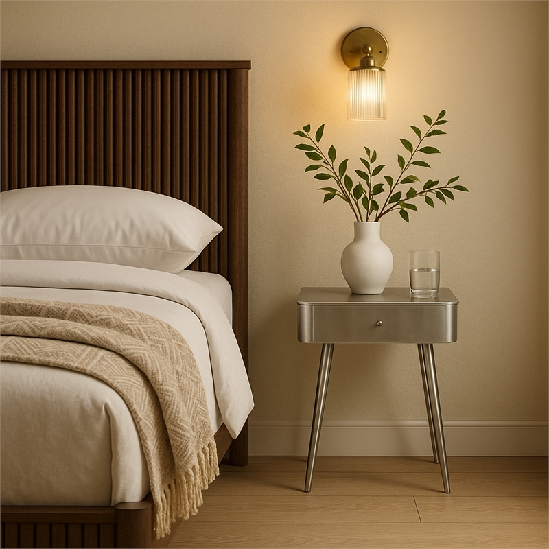 Meridian Furniture Rylan Silver Metal Night Stand