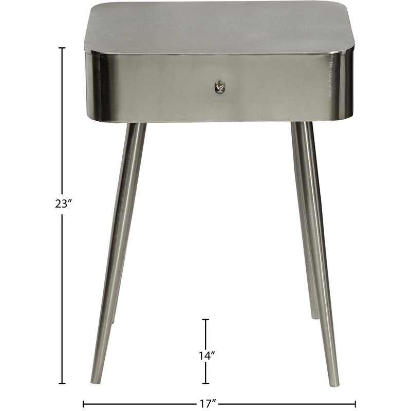 Meridian Furniture Rylan Silver Metal Night Stand