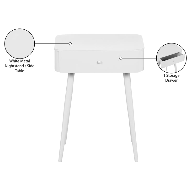 Meridian Furniture Rylan White Metal Night Stand