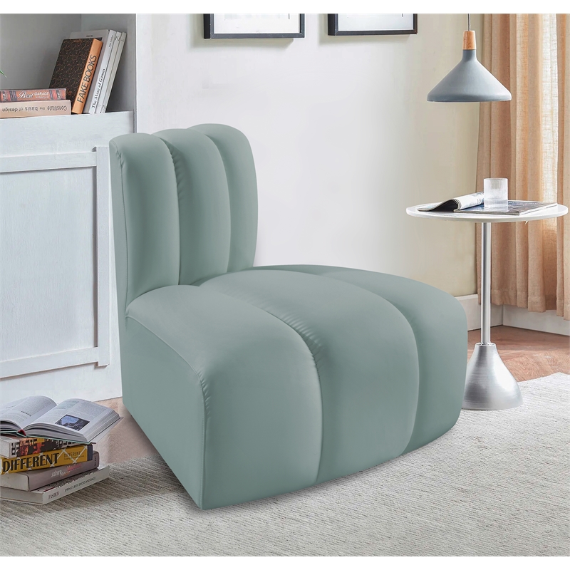 Meridian Furniture Arc Mint Green Vegan Leather Reverse Corner