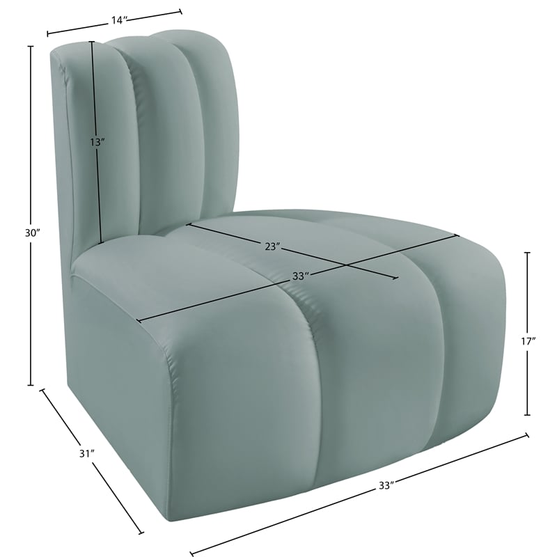 Meridian Furniture Arc Mint Green Vegan Leather Reverse Corner