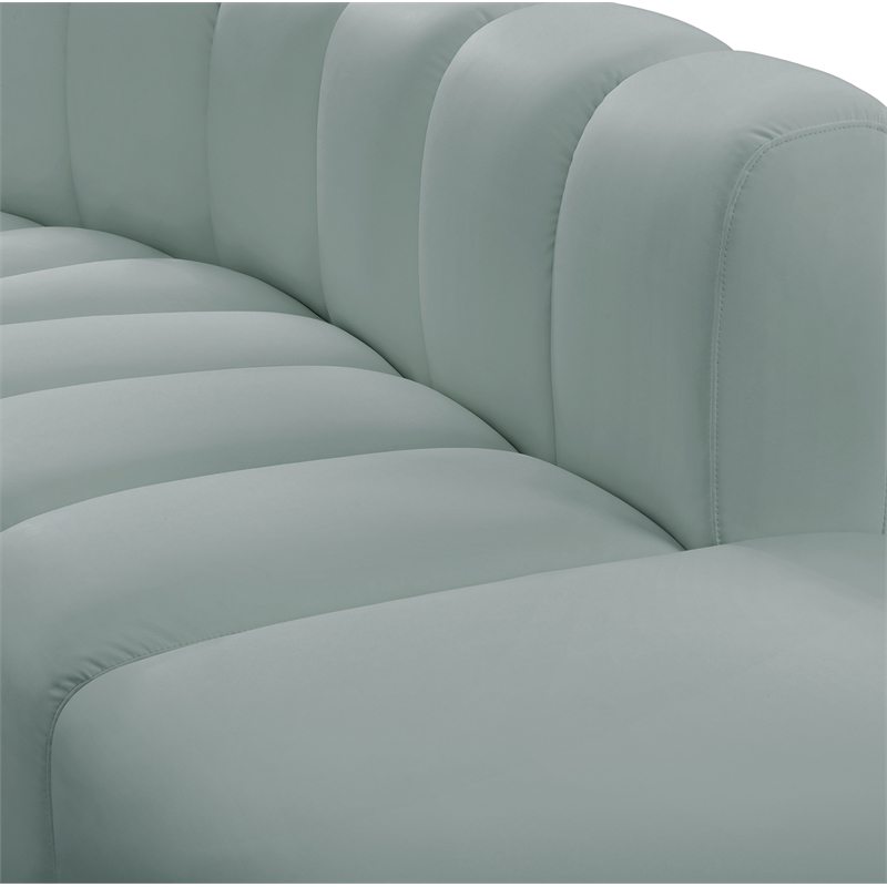 Meridian Furniture Arc Mint Green Vegan Leather Reverse Corner
