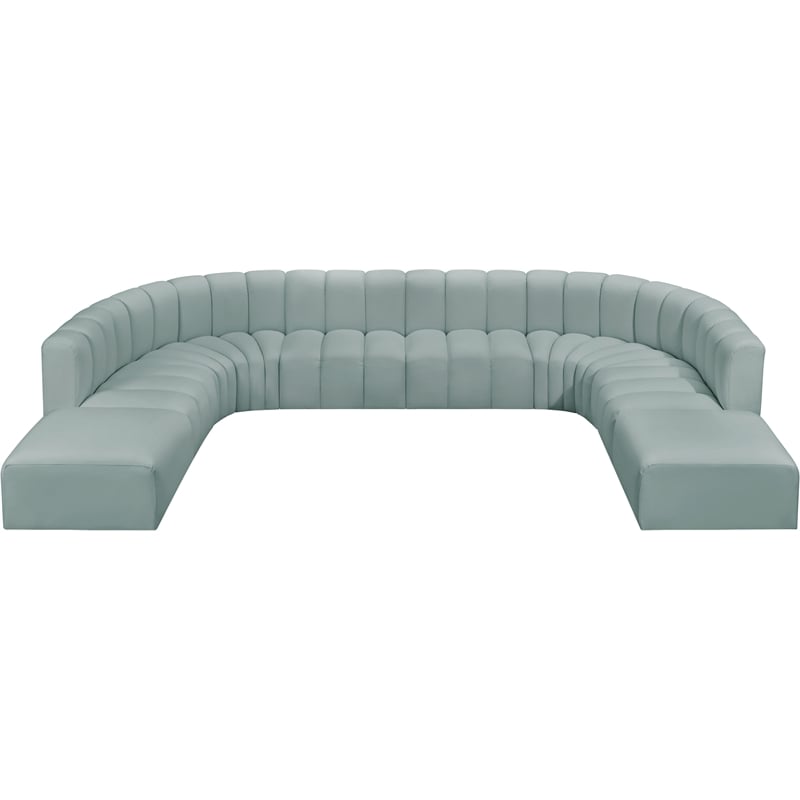 Meridian Furniture Arc Mint Green Vegan Leather Modular Sectional