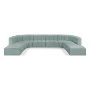 Meridian Furniture Arc Mint Green Vegan Leather Modular Sectional