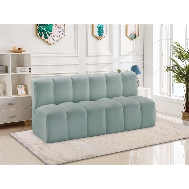 Meridian Furniture Arc Mint Green Vegan Leather Modular Sectional