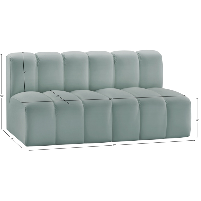 Meridian Furniture Arc Mint Green Vegan Leather Modular Sectional