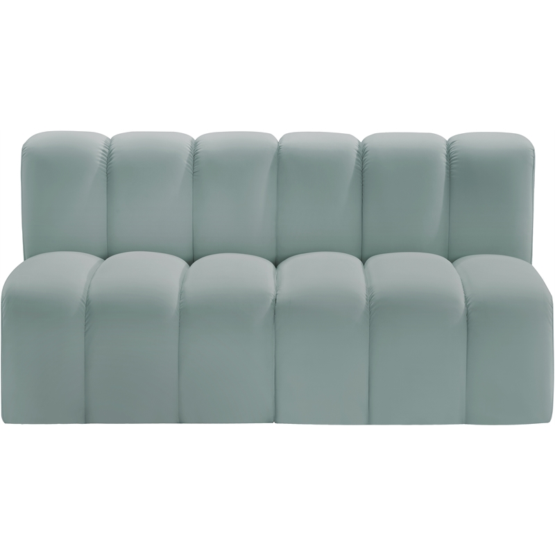 Meridian Furniture Arc Mint Green Vegan Leather Modular Sectional