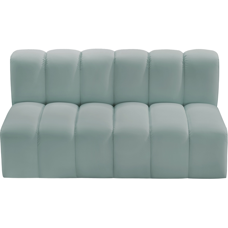 Meridian Furniture Arc Mint Green Vegan Leather Modular Sectional
