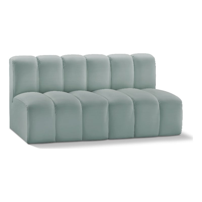 Meridian Furniture Arc Mint Green Vegan Leather Modular Sectional