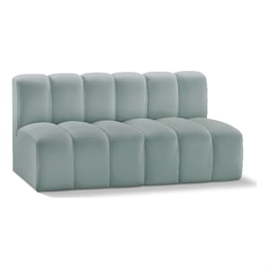 Meridian Furniture Arc Mint Green Vegan Leather Modular Sectional