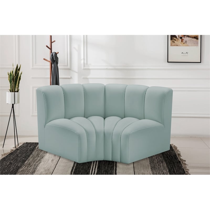 Meridian Furniture Arc Mint Green Vegan Leather Modular Sectional