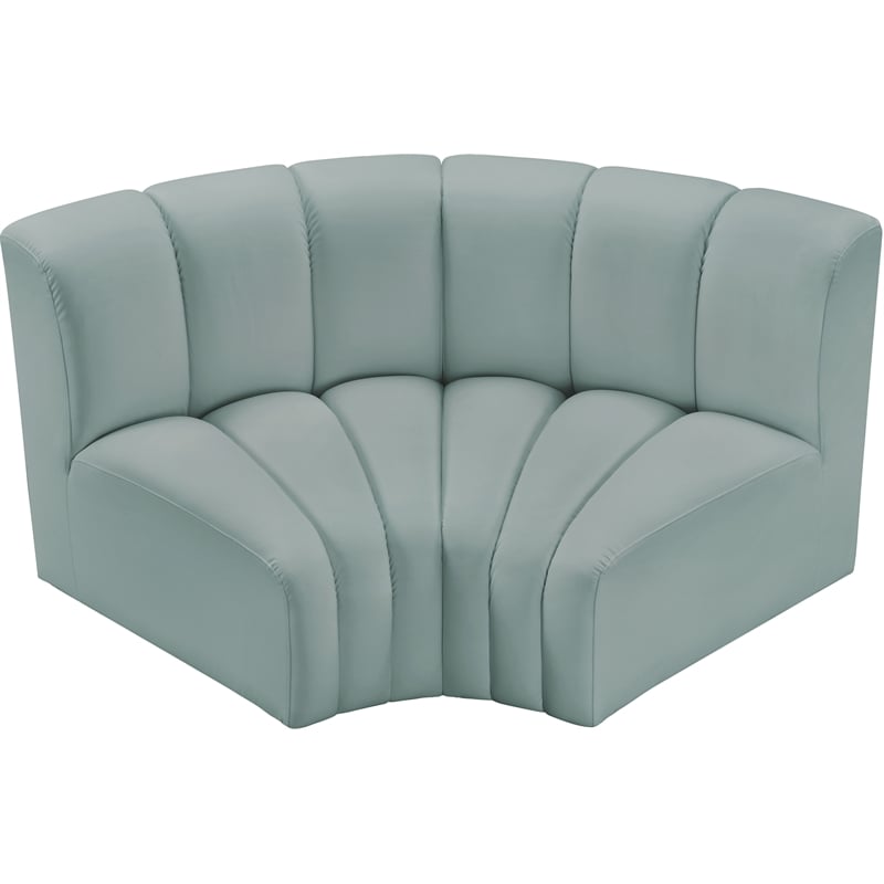 Meridian Furniture Arc Mint Green Vegan Leather Modular Sectional