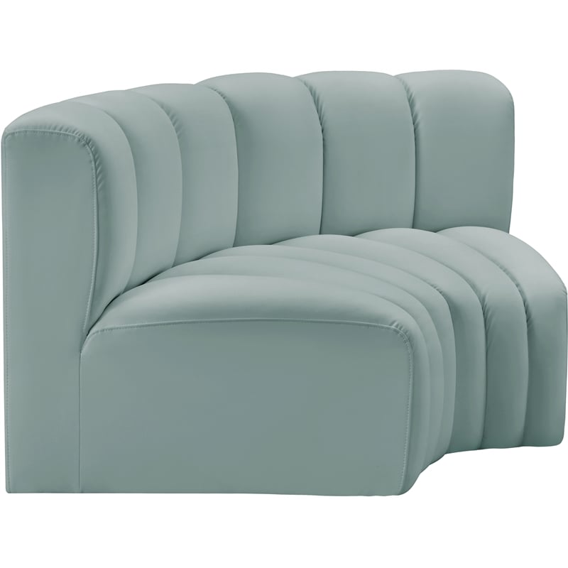 Meridian Furniture Arc Mint Green Vegan Leather Modular Sectional
