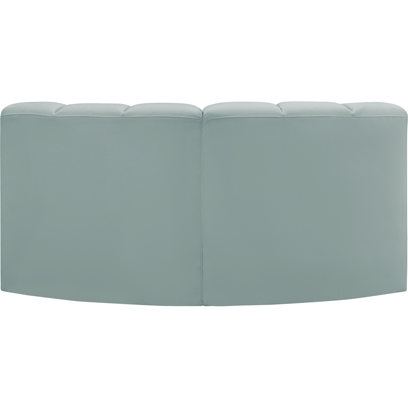 Meridian Furniture Arc Mint Green Vegan Leather Modular Sectional